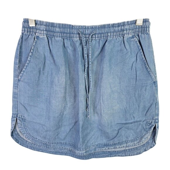 Womens Merona Blue 100% Lyocell Skirt Elastic Waist Drawstring w/ Pockets Size S - Picture 1 of 8